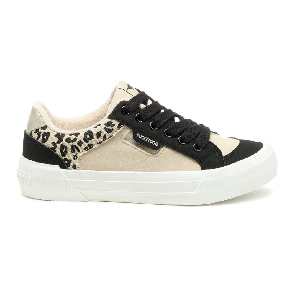 Rocket Dog Beige Black Leopard Print Low-Top Sneakers